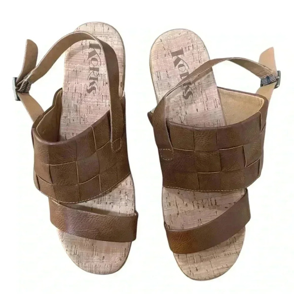 Korks Ease Women's Fraya Slingback Wedge Platform Sandals Brown Size 8 EUC - Picture 4 of 6
